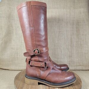 Boemos Tall Leather Harness Boots Brown Italy Women's EU 38 US 7.5 Moto Riding